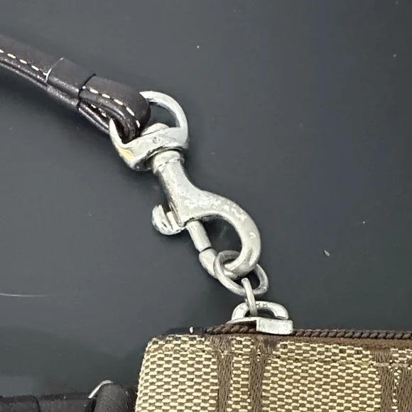 Coach Signature Brown and Tan Wristlet with Coach Hang Tag.Small. EUC - Picture 4 of 14